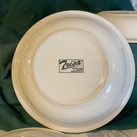 VTG Set of 4 Trisa Handpainted Stoneware 8" Individual Pasta Bowls - Picture 10 of 11